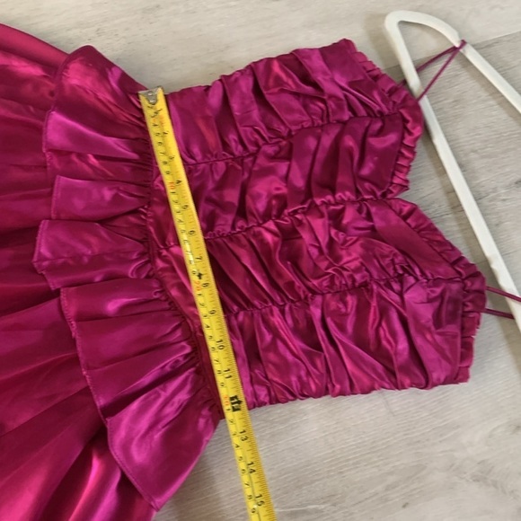 Gunne‎ Sax Jessica McClintock XS satin cocktail dress romantic Fuchsia ruched - Picture 14 of 16